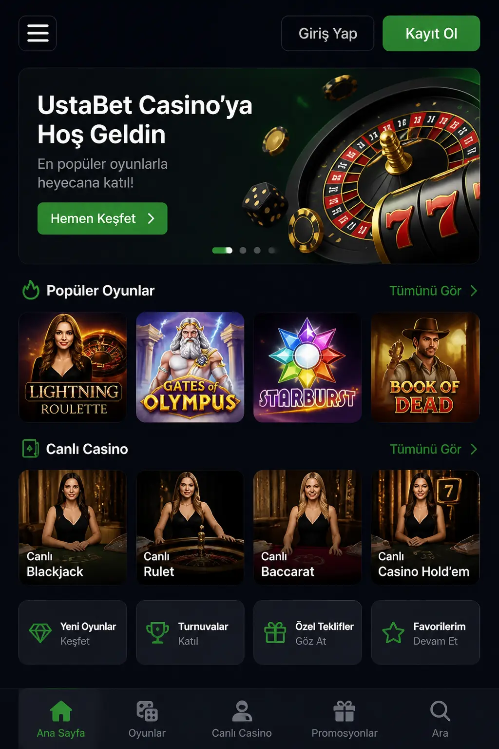 UstaBet Casino screen 1